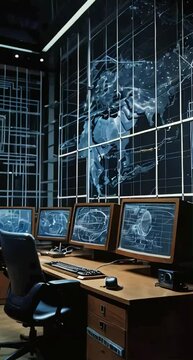a futuristic visualization of the early ARPANET evolving into the modern internet