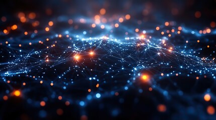 Fototapeta premium An abstract polygonal background with connecting lines, representing technology, network structure, and futuristic patterns. The image symbolizes cyberspace