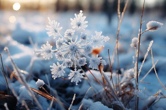 frozen grass in winter