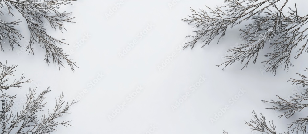 Poster christmas postcard mockup with tree branches on a white backdrop showcasing empty space for personal