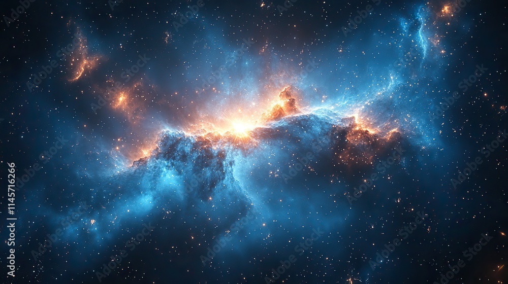 Wall mural an abstract universe with stars in a nebula represents astronomy and the celestial beauty, with a bl