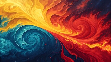 Abstract Swirling Elements of Fire and Water
