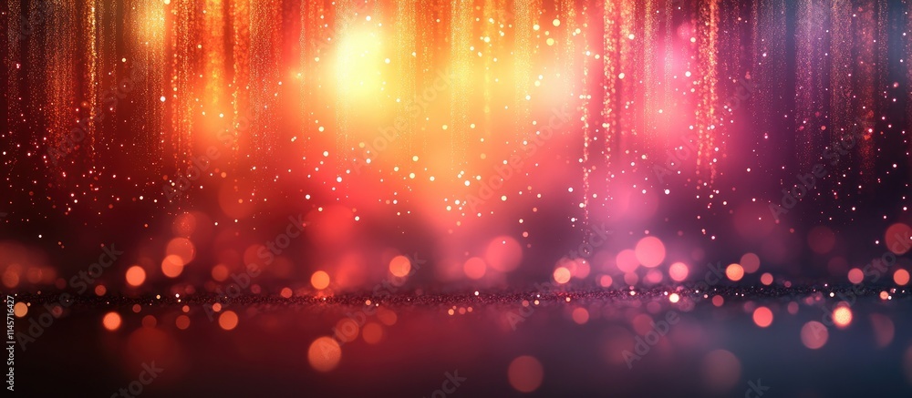 Poster colorful fairy lights curtain creating a dreamy abstract background with shimmering bokeh effects fo