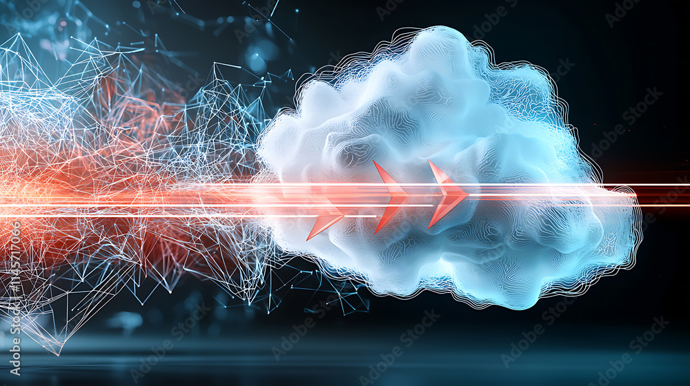 Poster dynamic digital cloud burst abstract background visual art high-tech environment futuristic viewpoin