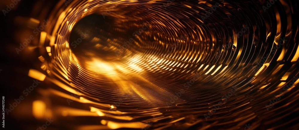 Poster geometric photography of a circular spun pile showcasing an industrial design with dynamic light ref