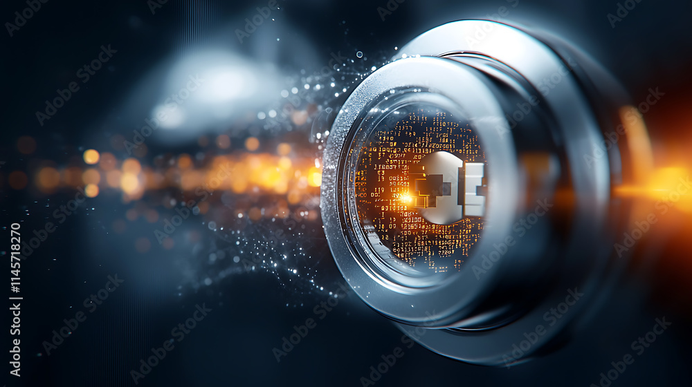 Poster dynamic lens capture digital innovation visual content high-tech environment close-up view futuristi