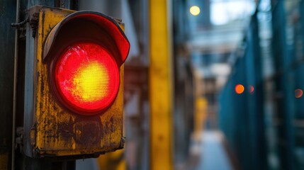 A red signal indicating passage only for special equipment, construction site and industry