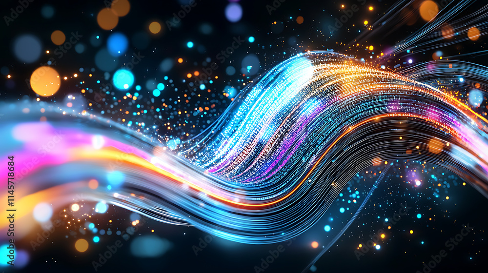 Aufkleber dynamic light motion abstract digital art colorful environment close-up view energy concept for visu