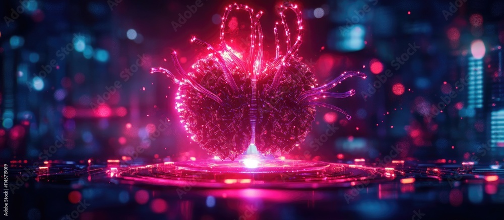 Aufkleber abstract 3d visualization of a glowing digital model with vibrant colors representing innovation in 