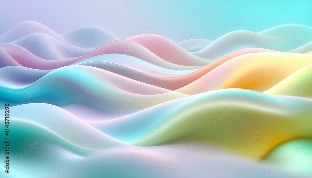 Fototapete Colorful abstract background with mesh, glowing wavy motion and light effect. Colorful abstract glowing waves background, backgrounds. A colorful wave of light is displayed on a blue background