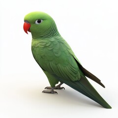 3D Parakeet Isolated and White Background