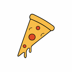 Cheesy Pizza Slice with Pepperoni Illustration on White Background