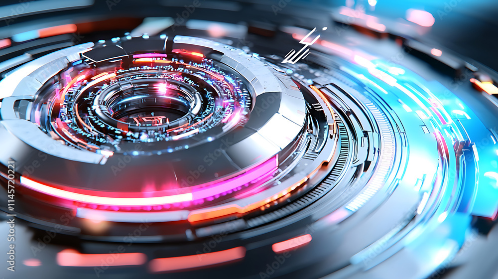 Poster futuristic technology visualization digital realm graphic design high-tech environment abstract view