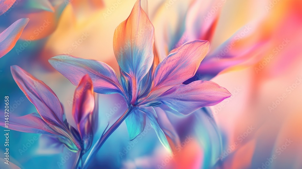 Poster colorful abstract floral background with close-up view of delicate petals creating a dreamy and vibr