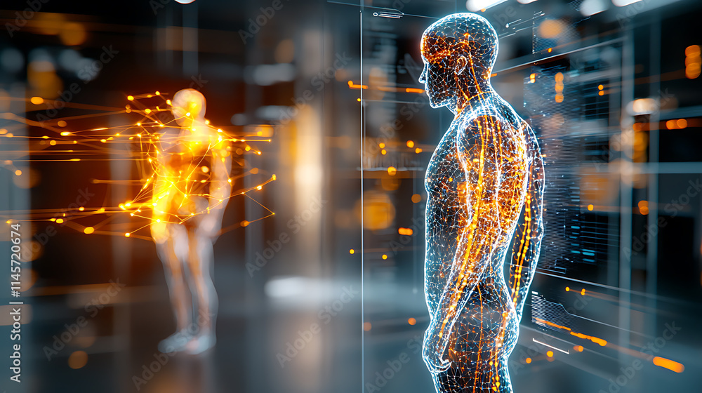 Aufkleber digital human representation virtual environment 3d visualization sci-fi concept abstract perspectiv