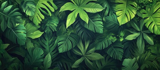 Naklejka premium Lush green foliage creating a vibrant natural backdrop ideal for organic and nature-inspired projects