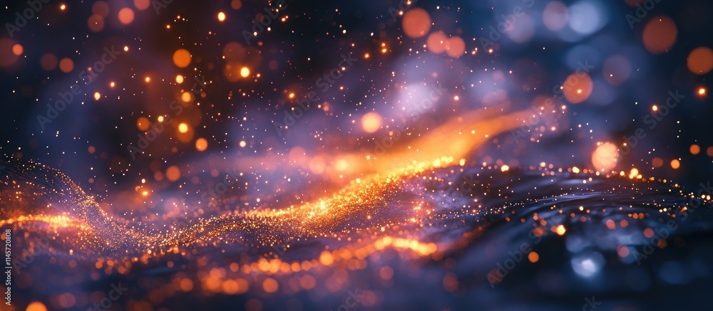 Poster vibrant colorful abstract background with dazzling sparks and glowing particles illuminating a dark 