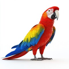 Naklejka premium 3D Parrot Isolated and White Background
