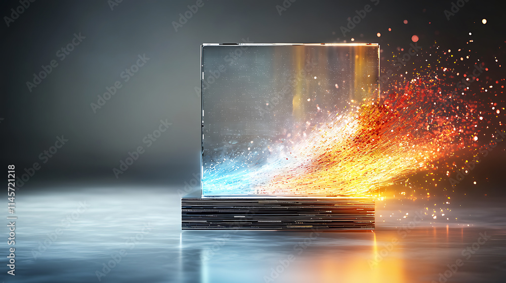 Poster dynamic color transition in abstract art studio showcase digital artwork contemporary environment cl
