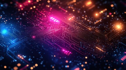 Obraz premium Abstract digital circuit with vibrant lights.
