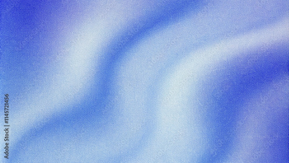 Poster dark blue black abstract grainy background, glowing vibrant color gradient wave shape, noise texture