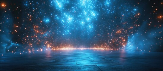 Mesmerizing display of vibrant fireworks illuminating a night sky during a festive celebration with a captivating glow and dynamic colors