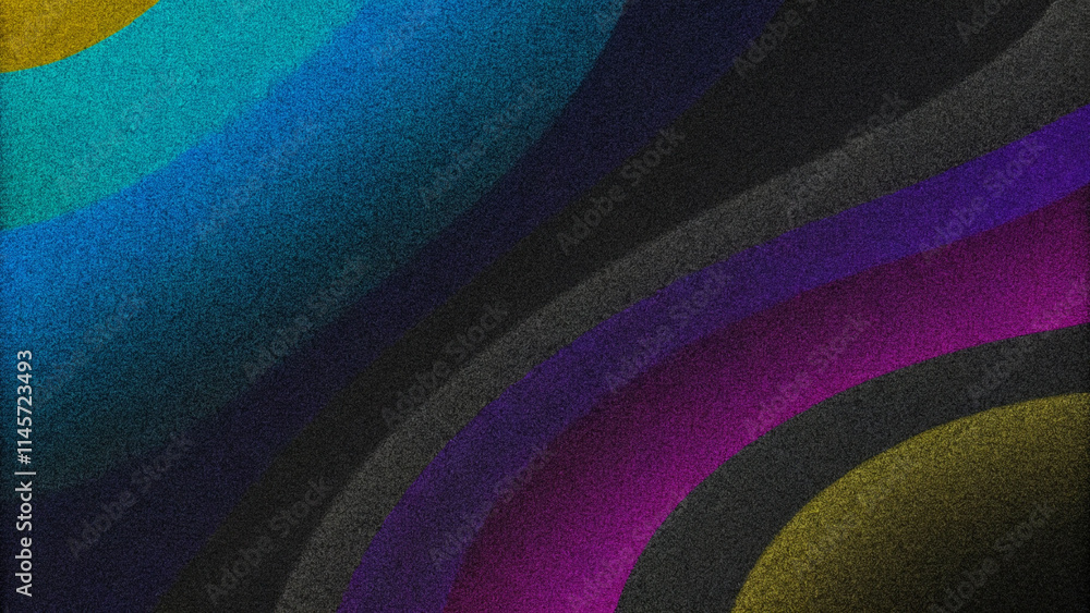 Poster dark blue purple black abstract grainy background, glowing vibrant color gradient shape, noise textu