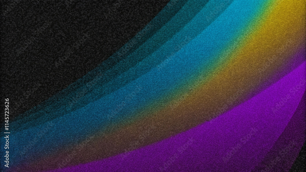 Poster dark blue purple black abstract grainy background, glowing vibrant color gradient shape, noise textu