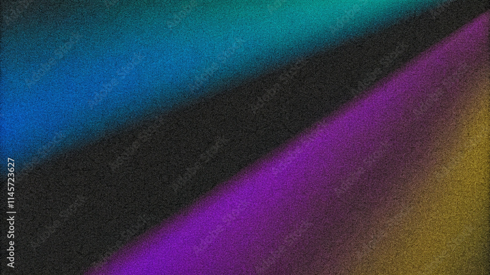 Poster dark blue purple black abstract grainy background, glowing vibrant color gradient shape, noise textu