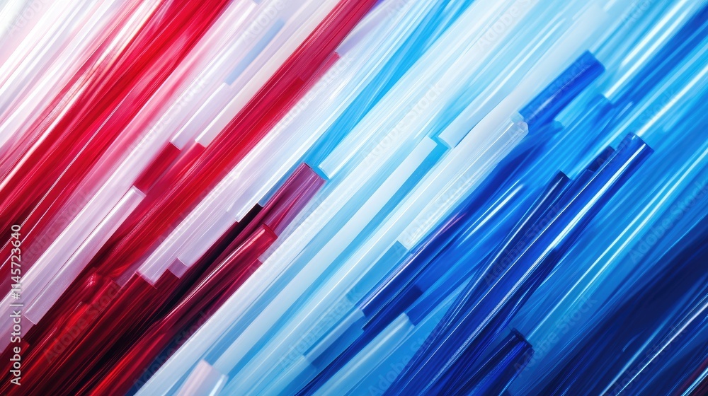 Poster vibrant abstract background of colored straws in red blue and white hues creating a dynamic and fest