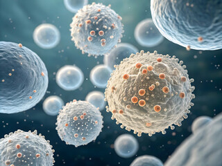 Macro image of many white blood cells created using AI
