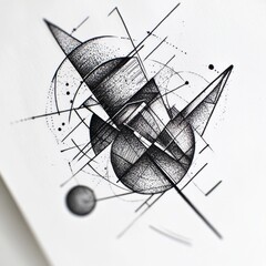 Abstract Geometric Ink Drawing Stippling Art