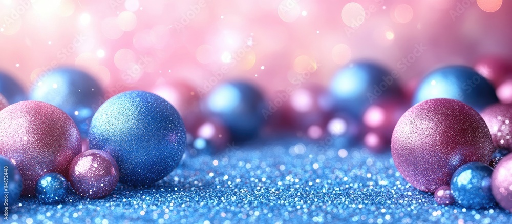 Aufkleber elegant festive background with colorful sparkling balls and ample space for personalized text or se