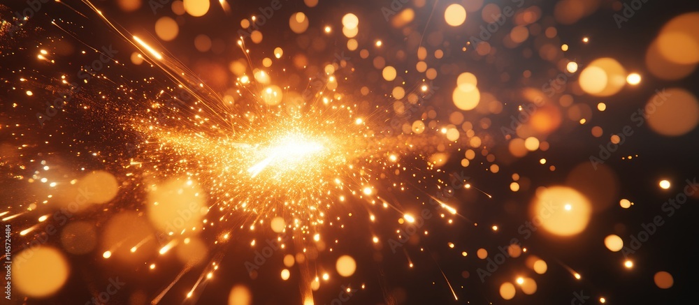 Poster close up of vibrant pyrotechnics bursting in fireworks showcasing dynamic sparks and glowing particl