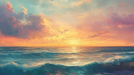 Obraz premium Serene Sunrise Over the Baltic Sea with Colorful Clouds and Gentle Waves