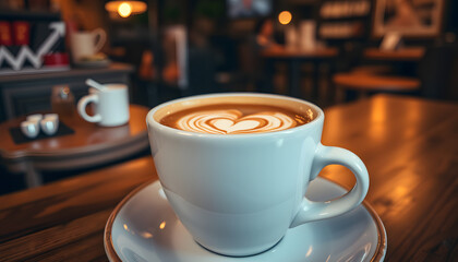Artistic Coffee Shot Featuring Heart Latte Art and Rich Foam