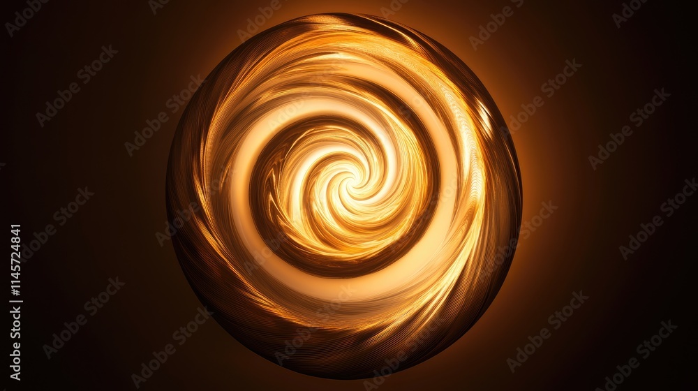 Aufkleber illuminated spiral design in a round incandescent lamp on a dark background creating a warm and vibr