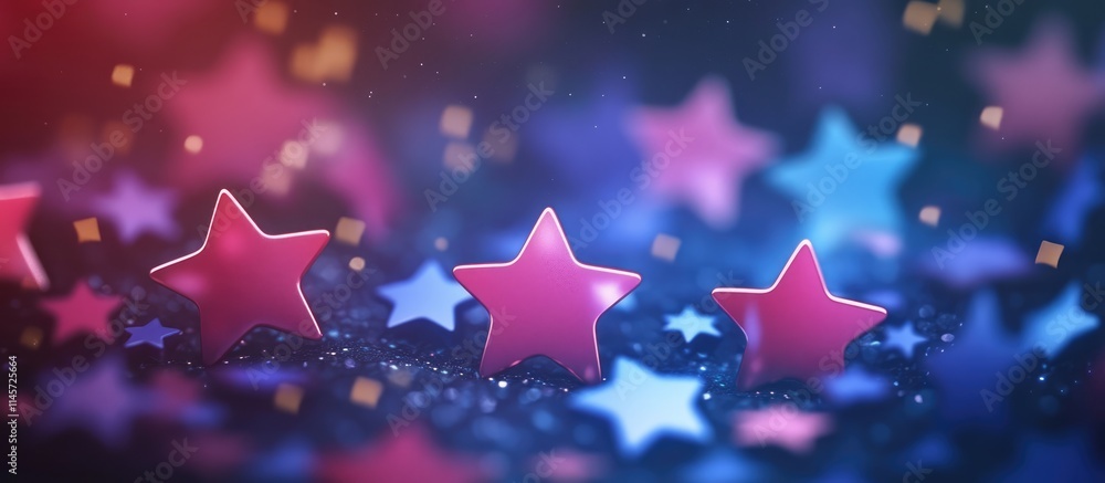 Poster abstract background design with colorful star shapes sparkling against a dreamy gradient backdrop cr