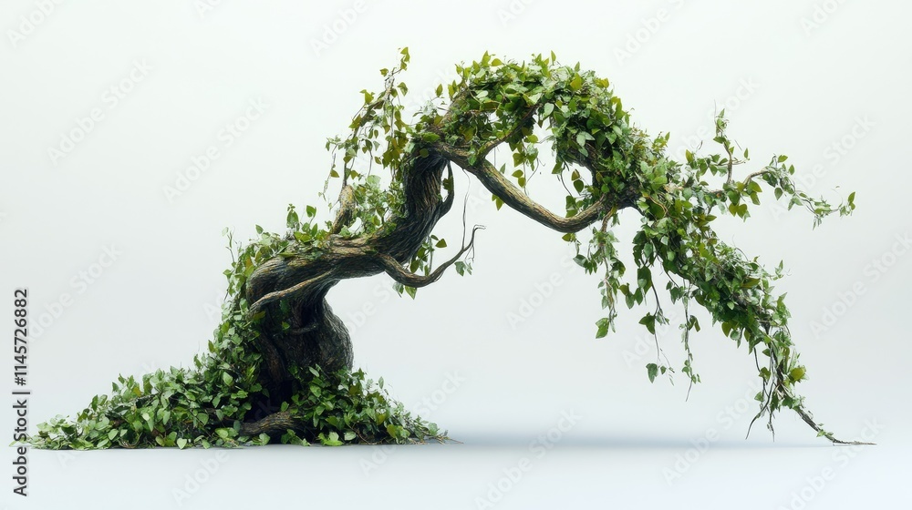 Aufkleber vine plants intertwining with ancient tree trunk creating a natural and organic artistic display of 