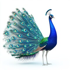 3D Peacock Isolated and White Background