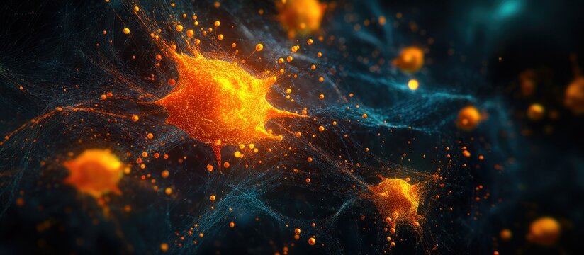 Digital representation of interconnected cells illustrating advanced health technology and connectivity in a vibrant abstract design