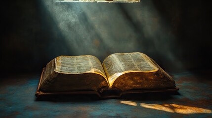 An open Bible bathed in light symbolizes salvation, knowledge, and trust in Jesus, offering spiritual healing and guidance through prayer.