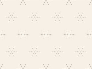 Merry Christmas snowflake dot seamless beige pattern for fabric textile, package, gift box. Geometric grid