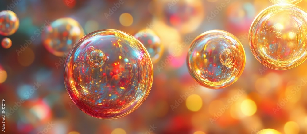 Poster colorful abstract bubbles with a shimmering background creating a festive atmosphere perfect for hol