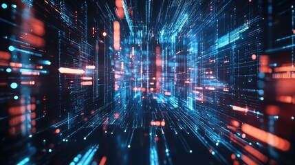 Obraz premium Futuristic Data Flow in Digital Space Representing Optimization Software and Network Technology Concepts