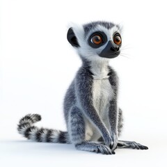 Fototapeta premium 3D Lemur Isolated and White Background