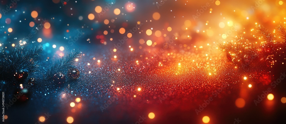 Poster glowing abstract christmas lights creating a magical festive atmosphere with colorful bokeh effects 