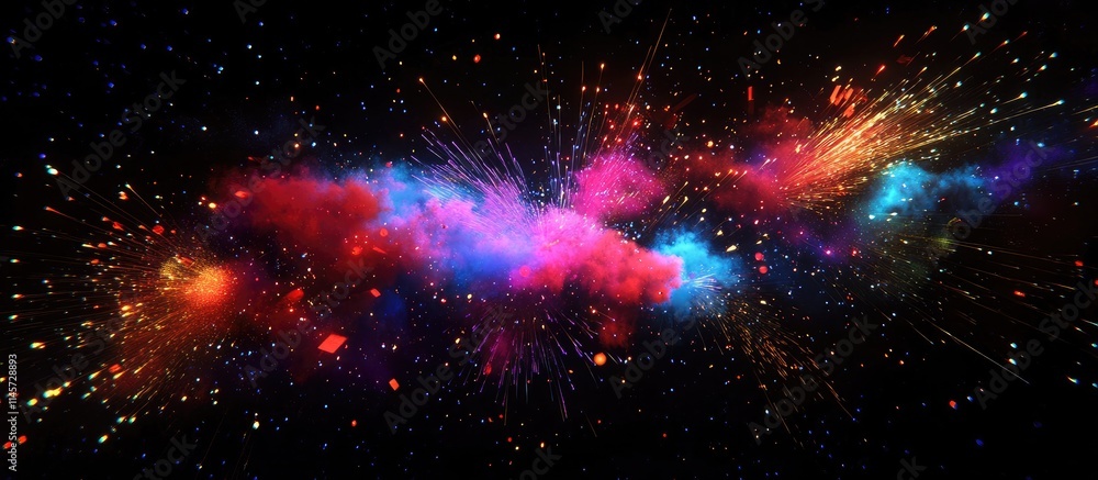 Poster vibrant and stunning fireworks display illuminating the night sky with a brilliant array of colors a