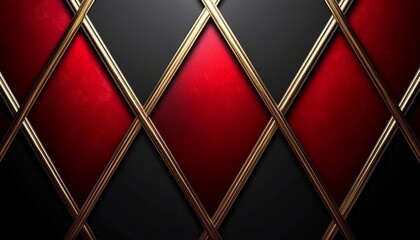 Abstract Red Black Gold Geometric Design Pattern