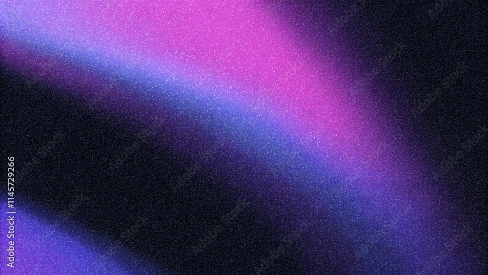 Poster dark purple blue black abstract grainy background, glowing vibrant color gradient shape, noise textu